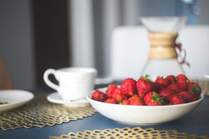 use commercial microwave to make breakfast with fresh strawberries